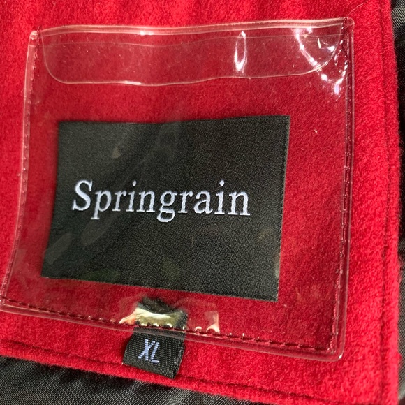 Springrain Men's Notched Lapel Single Breasted Long Pea Coat Trench Coat XL - Picture 11 of 12